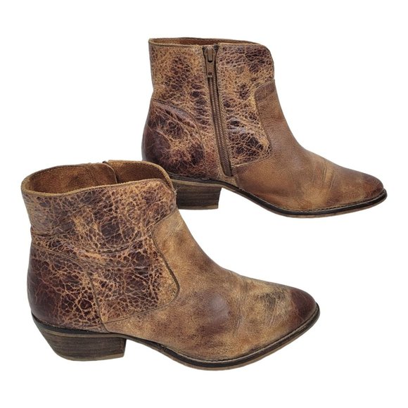 Diba True Walnut Grove Distressed Leather Ankle Boots Womens 9 Stacked Heel - Picture 10 of 12